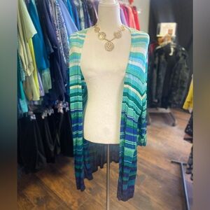 Striped Open-Front Cardigan Sweater